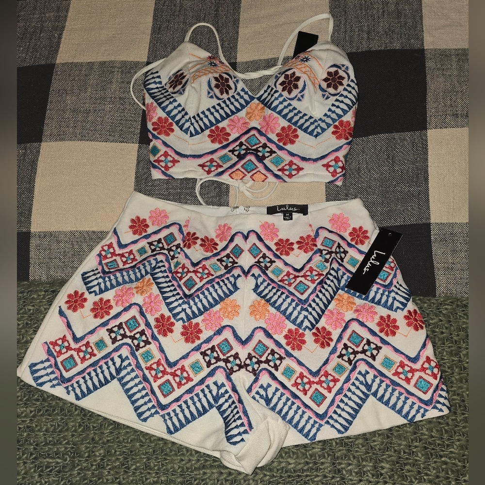 Lulu's Colorful Embroidered Two-Piece Set NWT